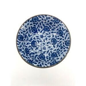 Blue Floral & Vines Porcelain Bowl Decorative Accent Entryway Bowl Display Bowl